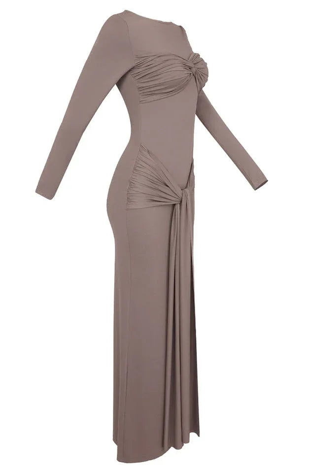 Strappy Long Sleeve Maxi Dress - TEVQA
