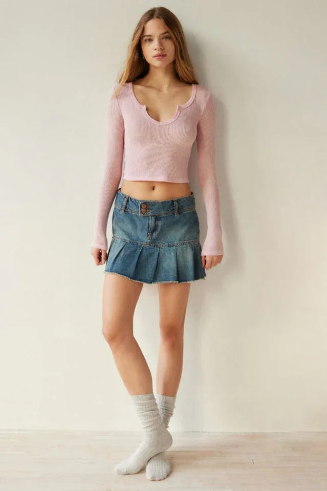 Coquette Ribbed Knit Crop Top Secondary image