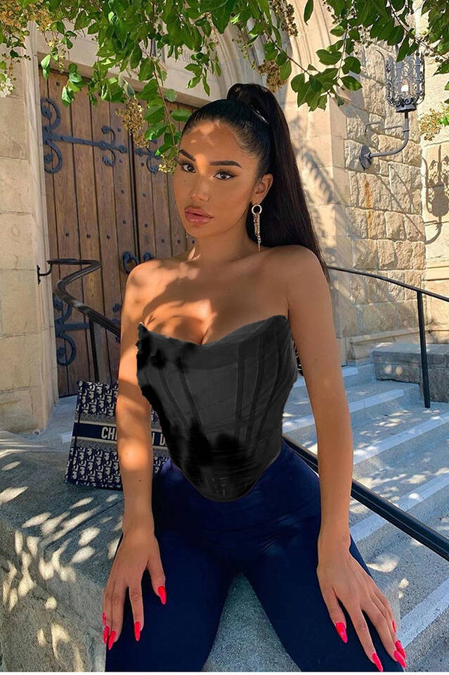 Mesh Boned Corset Top - Dress In Beauty