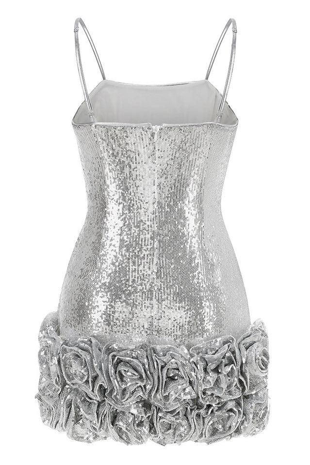 Sequin Flower Mini Dress - View 14 | TEVQA