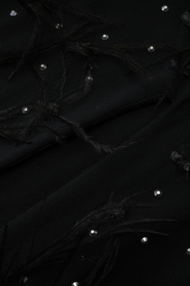 Rhinestone Faux Feather Trim Split Maxi Dress | Dress In Beauty