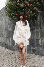 Puff Sleeve Tiered Mini Dress - View 9 | TEVQA