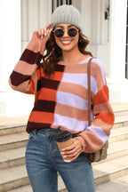 Color Block Striped Knit Sweater - View 6 | TEVQA
