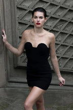 Aarohi Crystal Mesh Mini Dress - TEVQA