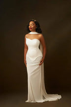 White Strapless Scarf Maxi Dress - TEVQA
