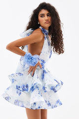 Marissa Oversized Bow Tiered Mini Dress