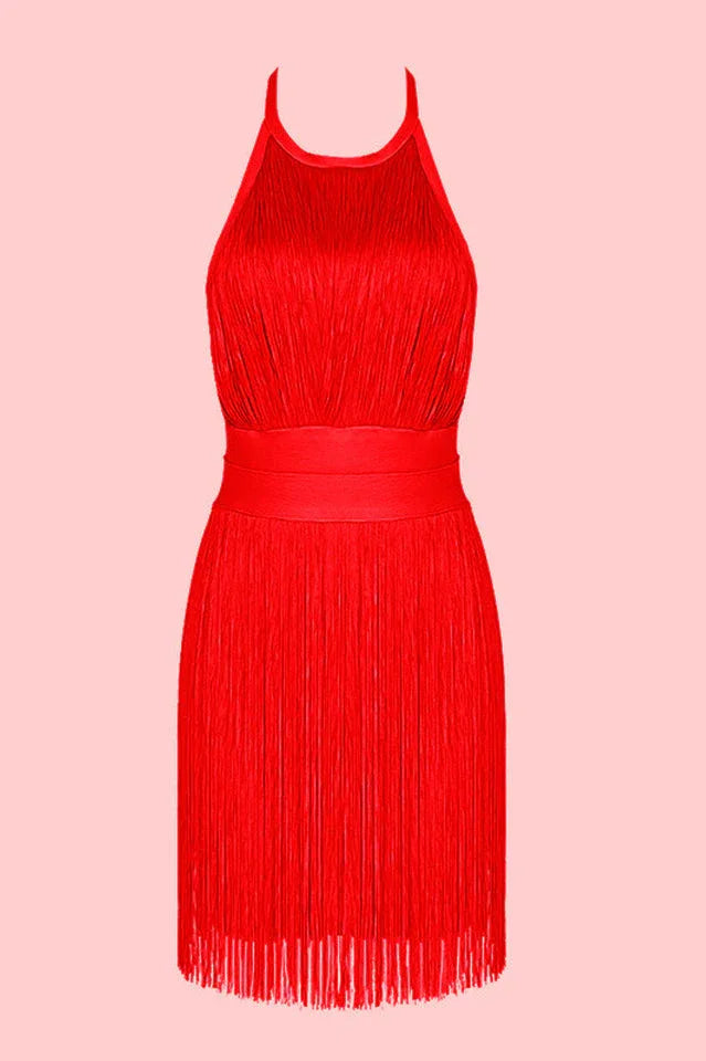 Fringed Halter Neck Mini Dress - View 10 | TEVQA