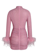 Long sleeve embellished ruched dress - View 12 | TEVQA