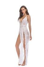 Sequined lace maxi dress with high slit - View 16 | TEVQA