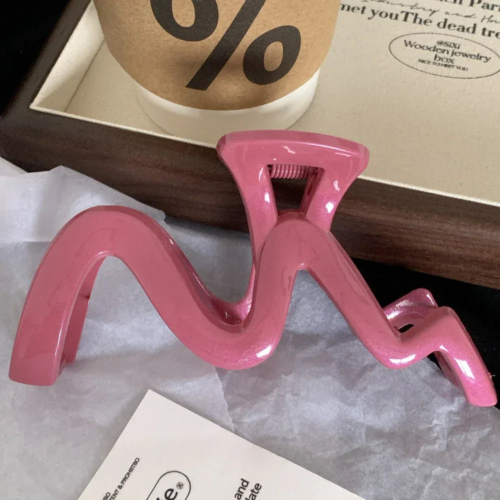 Large 4.9 Inch Squiggle Hair Claw Clip - View 14 | TEVQA