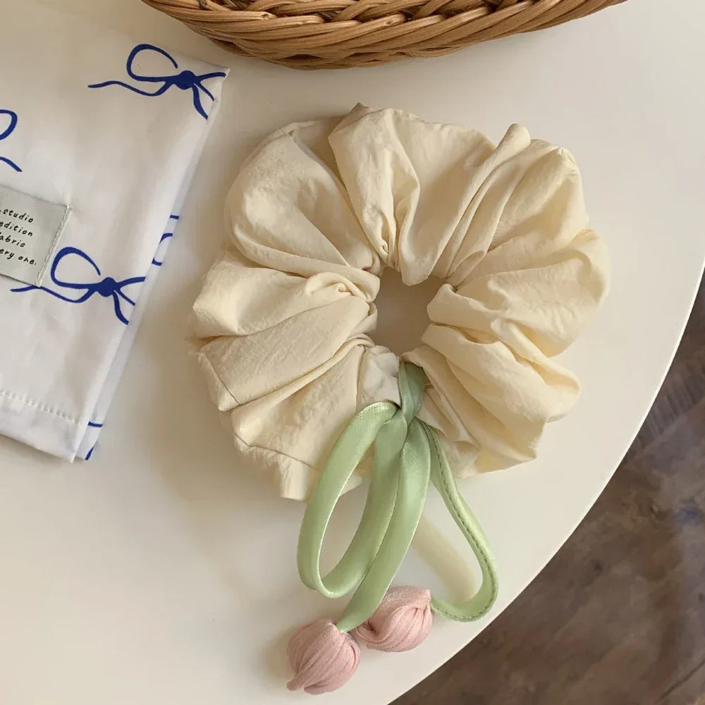 Oversized Tulip Charm Scrunchie - View 8 | TEVQA