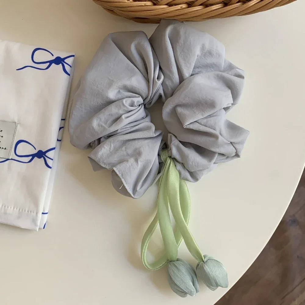 Oversized Tulip Charm Scrunchie - View 9 | TEVQA