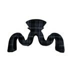 Black plaid velvet claw clip with a wave design