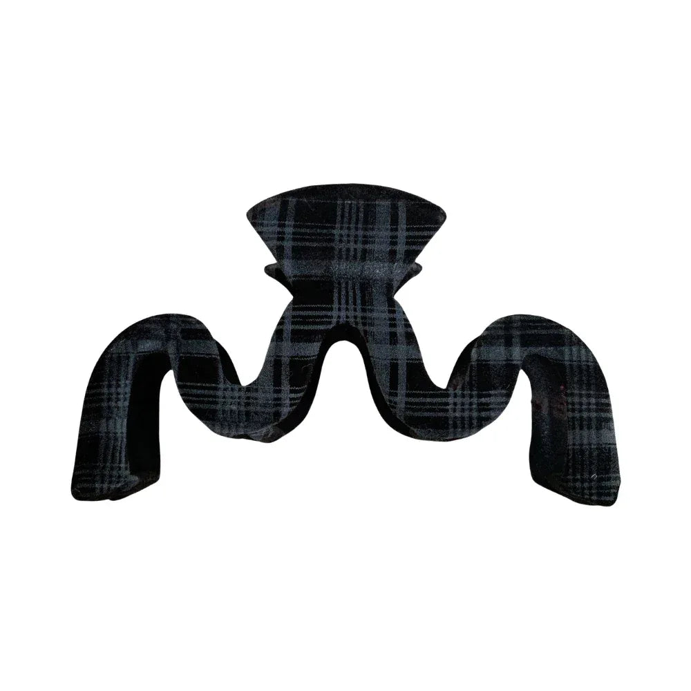 Black plaid velvet claw clip with a wave design