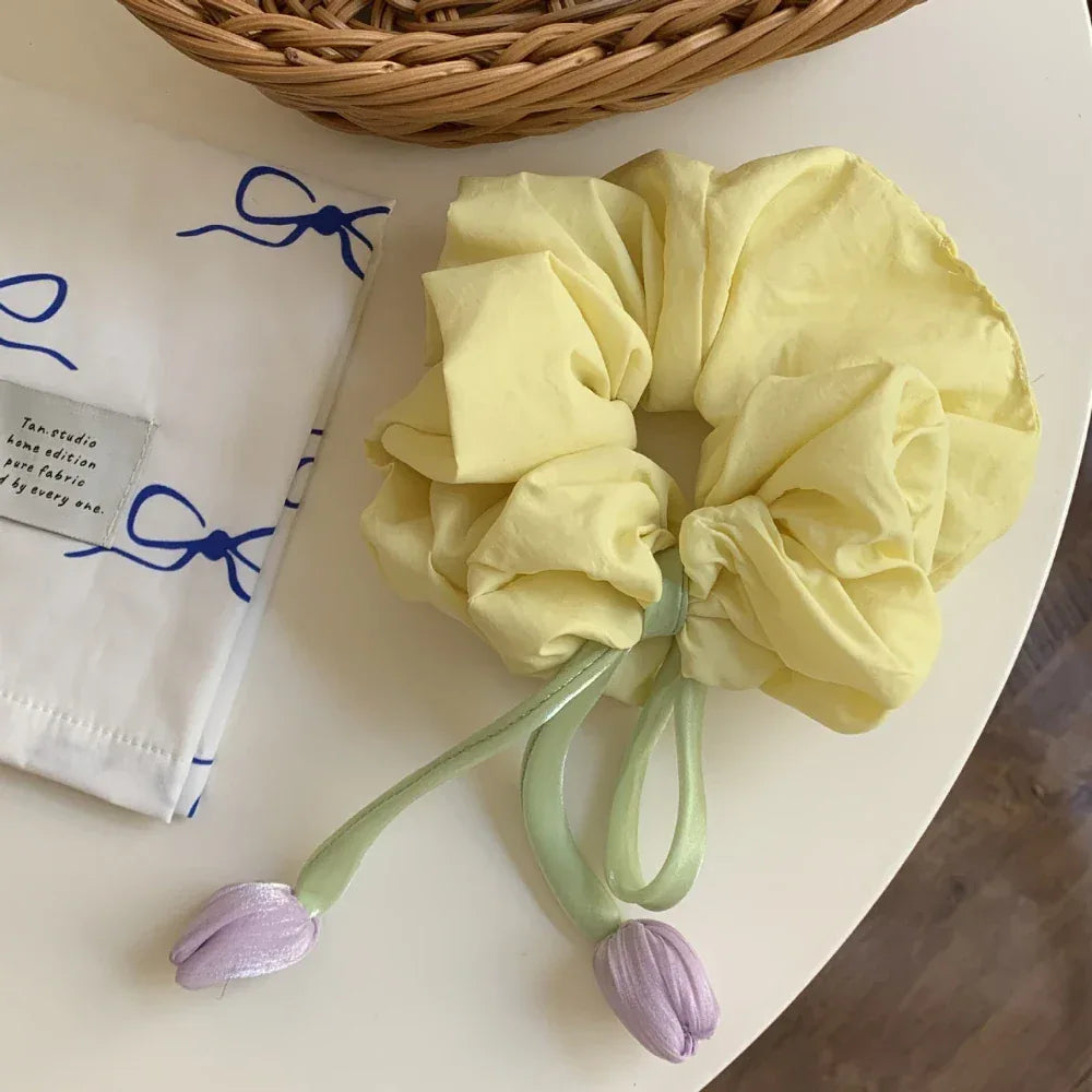 Oversized Tulip Charm Scrunchie - View 6 | TEVQA