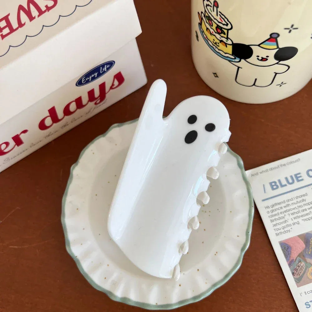 Halloween hair claw clip with ghost, bat, and skeleton cat designs - View 7 | TEVQA