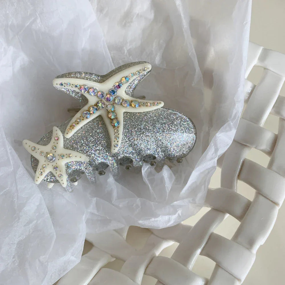 Sparkling Starfish Rhinestone Hair Claw Clip - View 8 | TEVQA