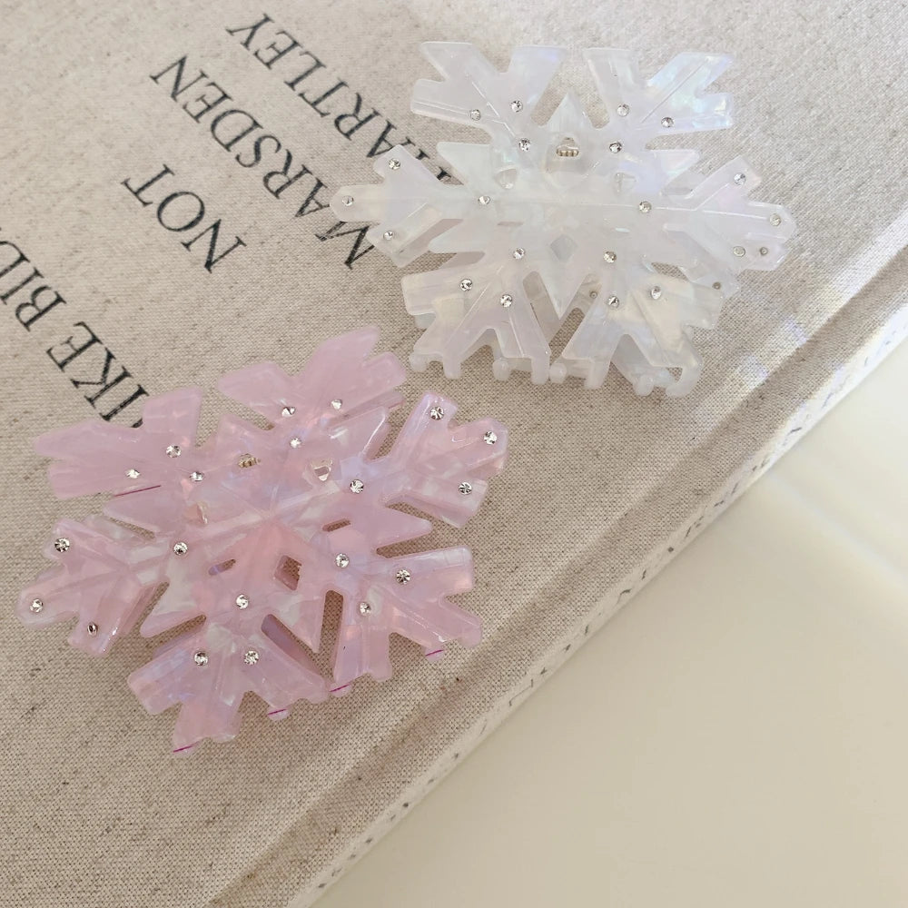 3.2 Inch Rhinestone Snowflake Acetate Hair Claw