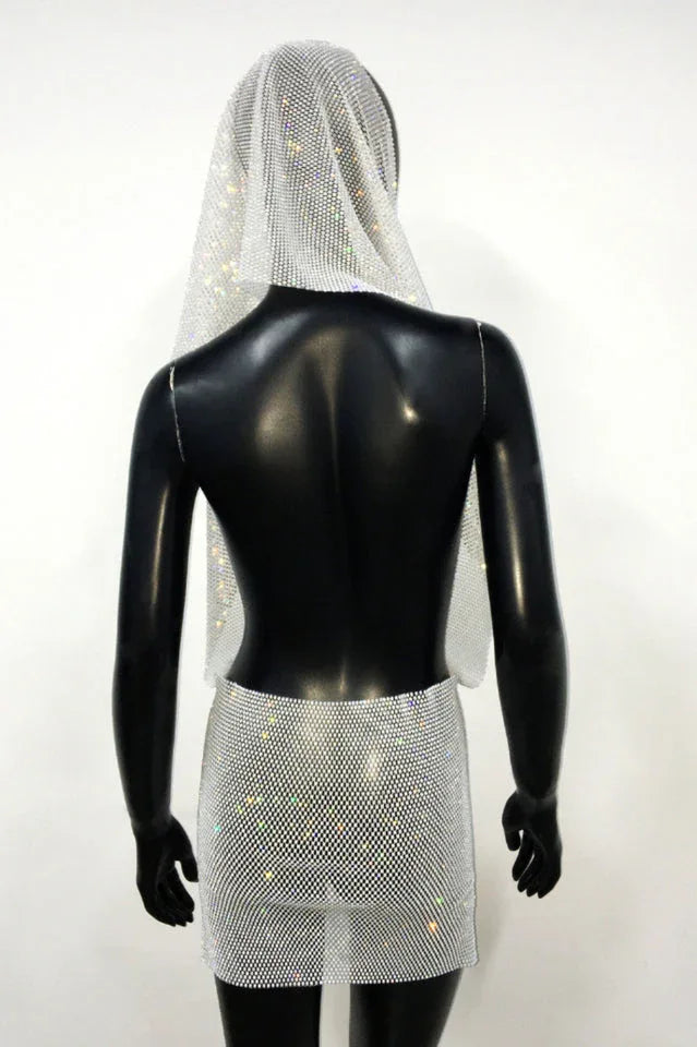 Sparkling Embellished V-Neck Mini Dress - View 12 | TEVQA