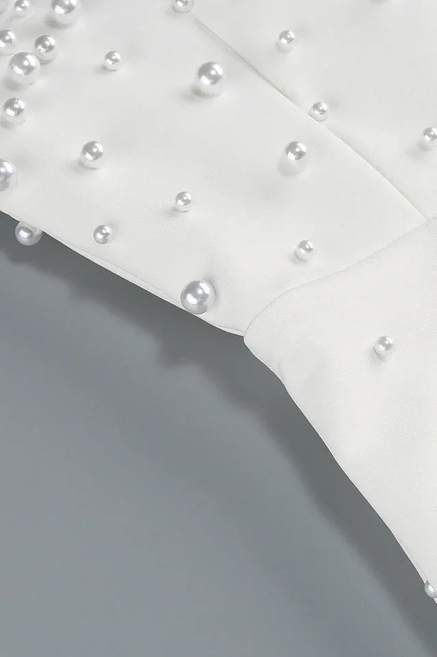 Pearl Embellished Strapless Evening Gown - View 8 | TEVQA