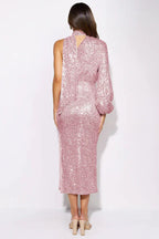 One-shoulder sequin midi dress - View 16 | TEVQA