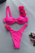 Ruched bikini set with floral accents and sweetheart neckline - View 10 | TEVQA