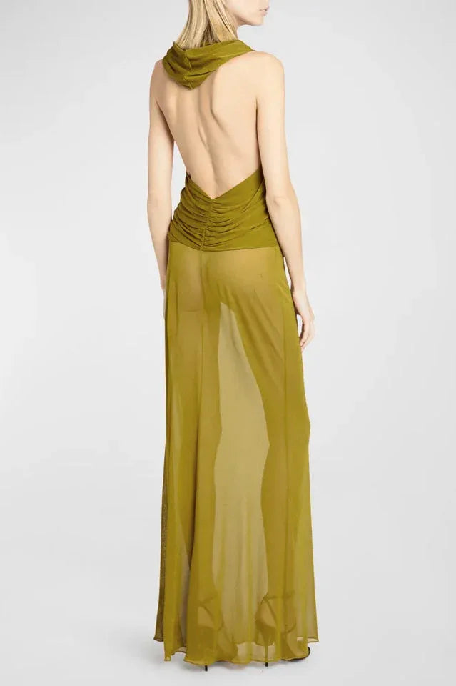 Ruched Maxi Dress with Headscarf - View 16 | TEVQA