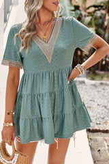 Contrast Short Sleeve Tiered Blouse | Dress In Beauty