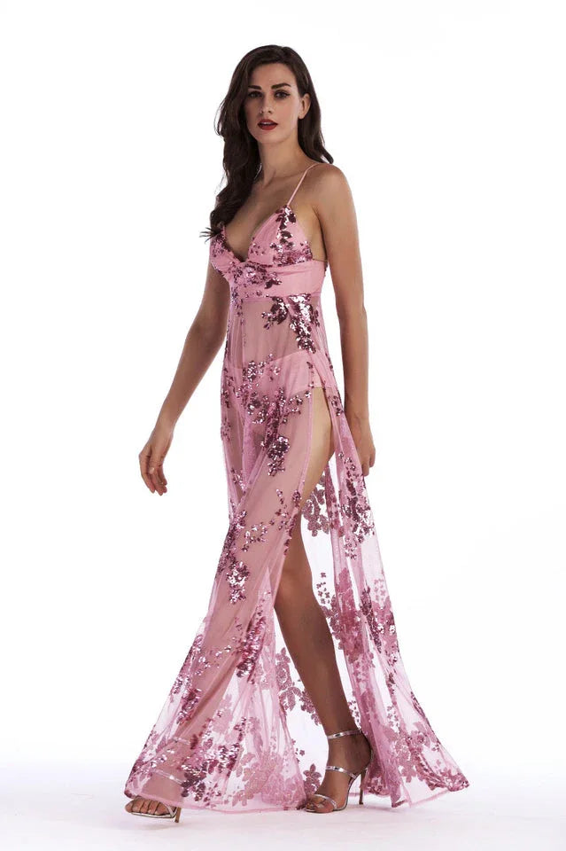 Sequin Split Maxi Dress - View 9 | TEVQA