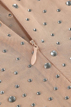 Apricot Rhinestone Embellished Evening Gown - View 8 | TEVQA