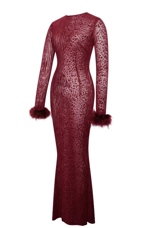 Patricia Leopard Burnout Velvet Maxi Dress - View 11 | TEVQA