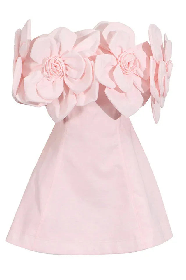 Chabela Flower Off-Shoulder Mini Dress - View 14 | TEVQA
