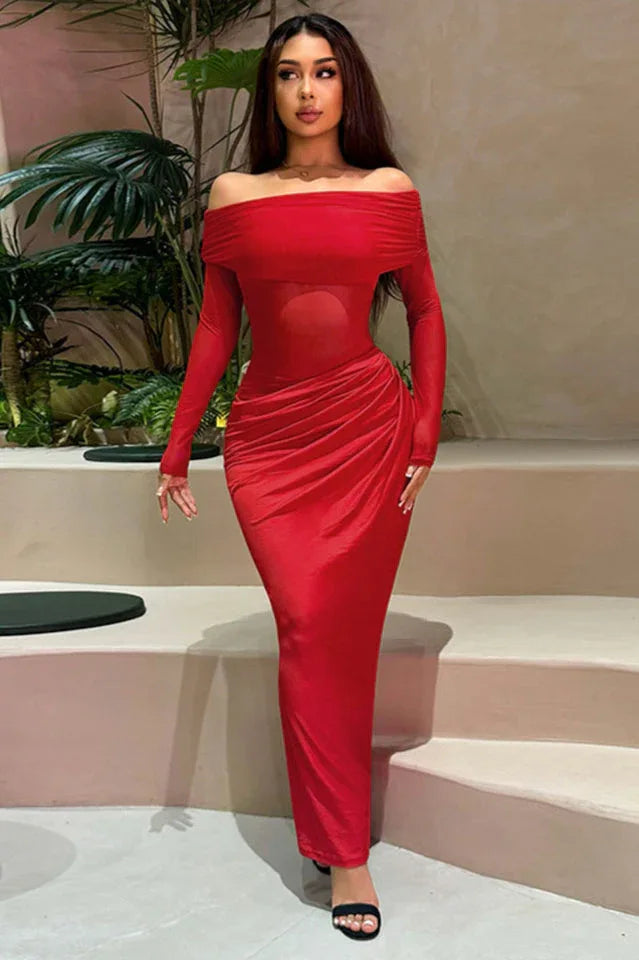 Off-shoulder column gown - View 7 | TEVQA