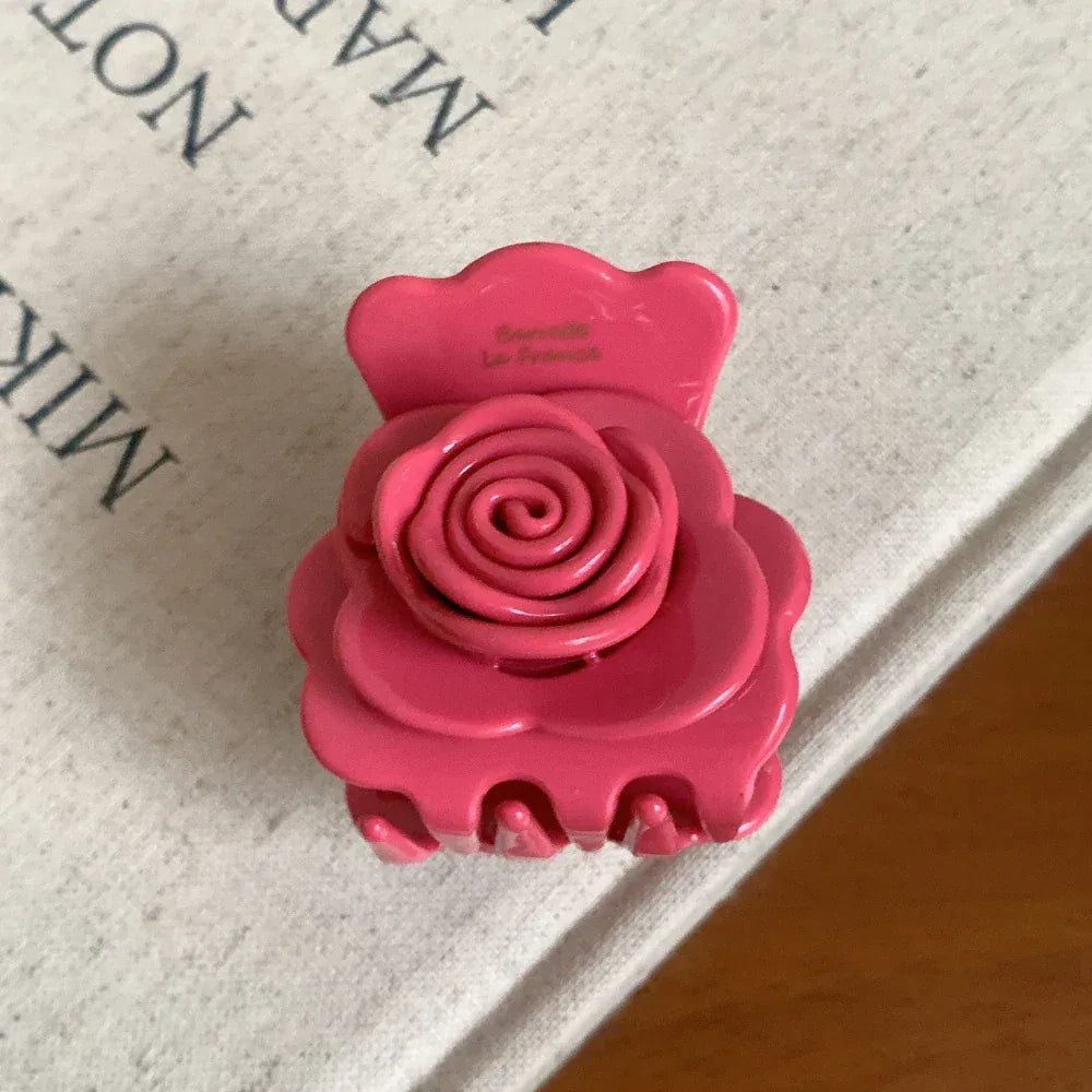 3D sculpted rose acetate hair claw clip - View 8 | TEVQA