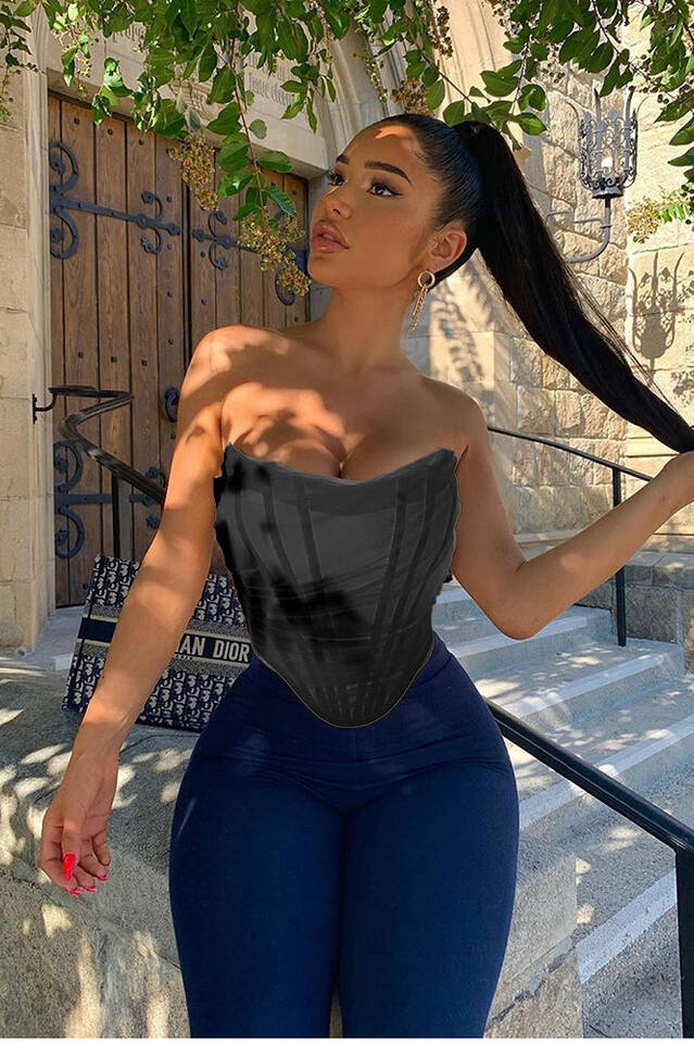 Mesh Boned Corset Top - Dress In Beauty