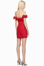 Rose Embellished Off-the-Shoulder Mini Dress - View 7 | TEVQA
