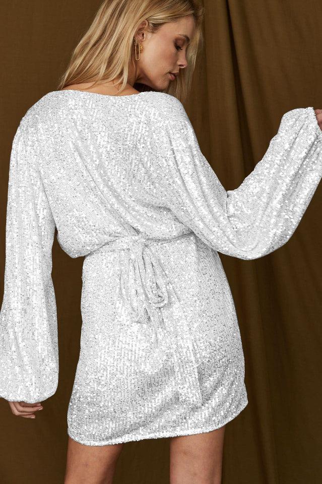 Sequin Puff Sleeve Mini Dress - View 24 | TEVQA