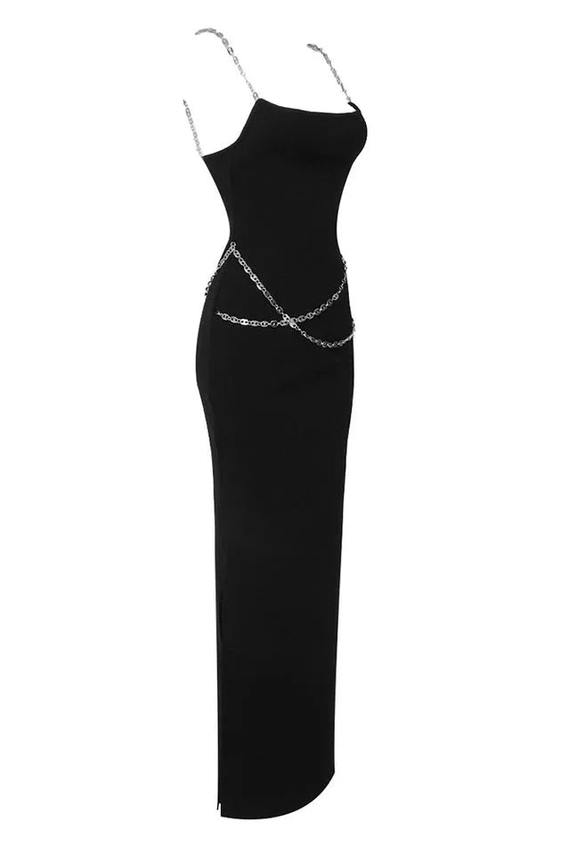 Katalina Knit Maxi Dress with Chain Strap - View 18 | TEVQA