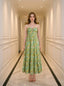 Tiered Floral Strapless Maxi Dress Sage Green