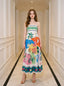 Tropical Beach Graphic Print Maxi Dress White