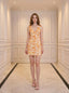 Vibrant Orange Floral V-Neck Sleeveless Mini Dress