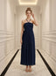 Plisse Halter Empire Maxi Dress - Navy
