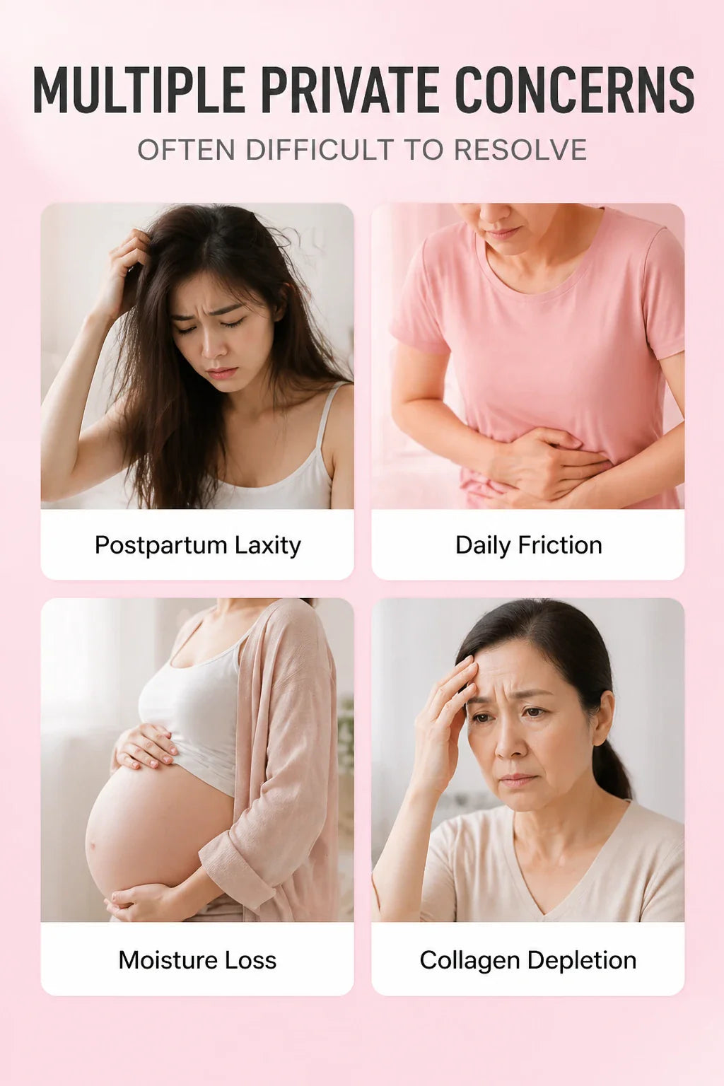 Visuals depicting common skin concerns addressed by the product