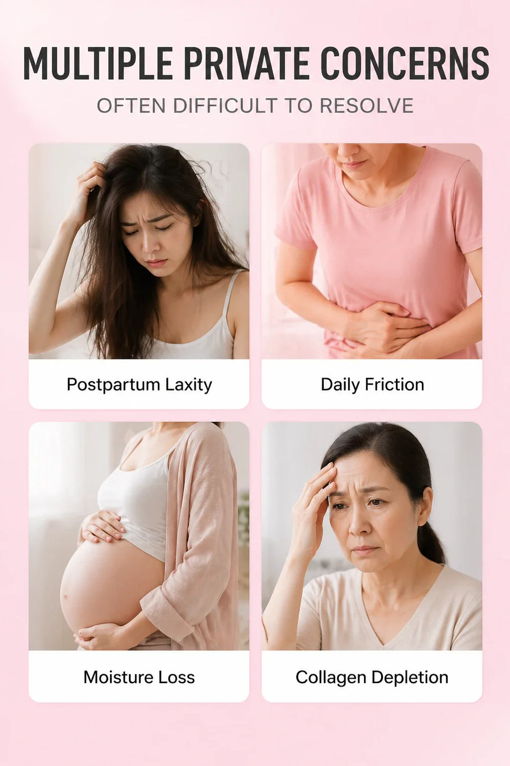 Visuals depicting common skin concerns addressed by the product