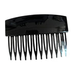 black plastic hair comb with curved top and multiple teeth