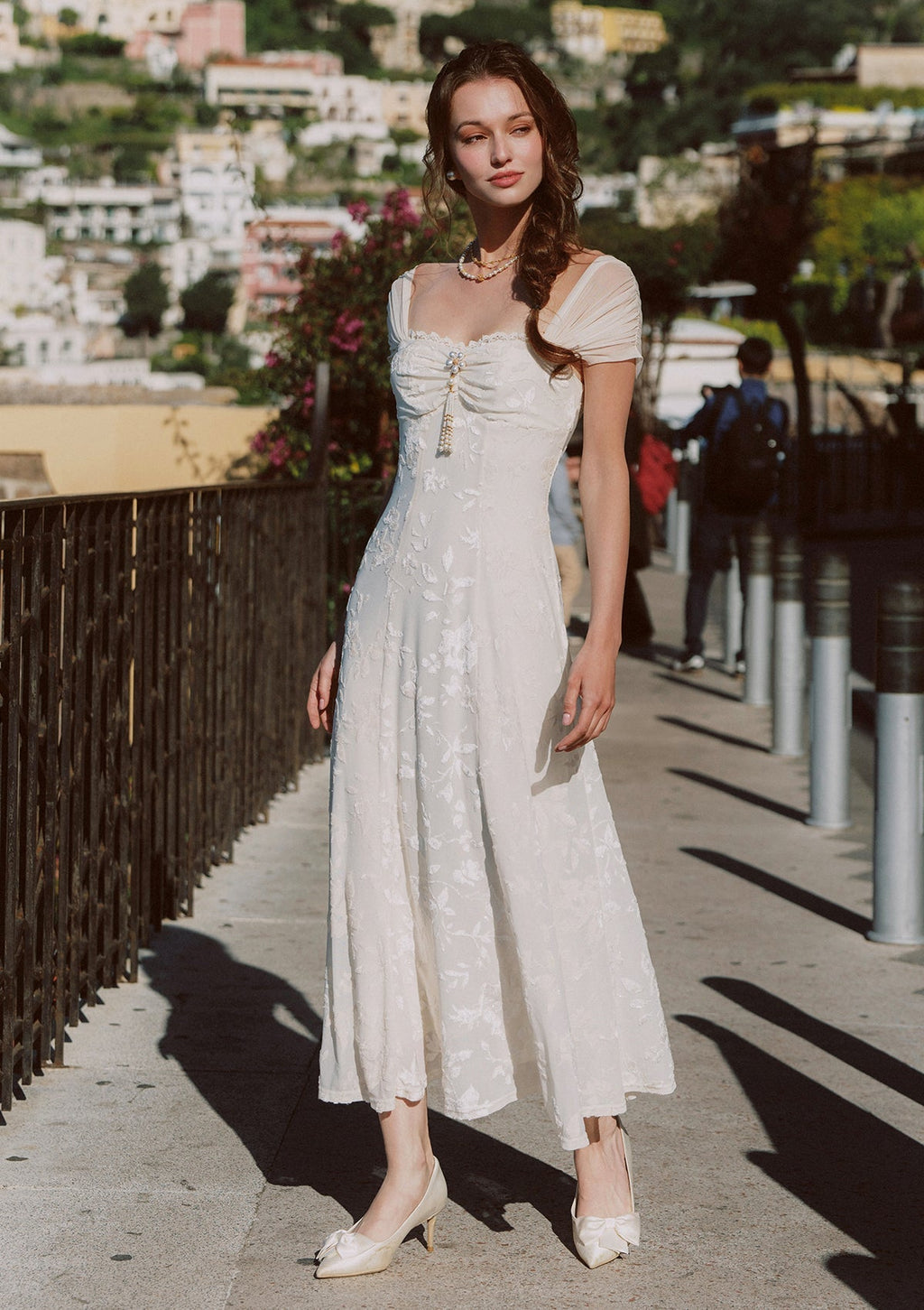 Off white fit and flare maxi dress - View 1 | TEVQA