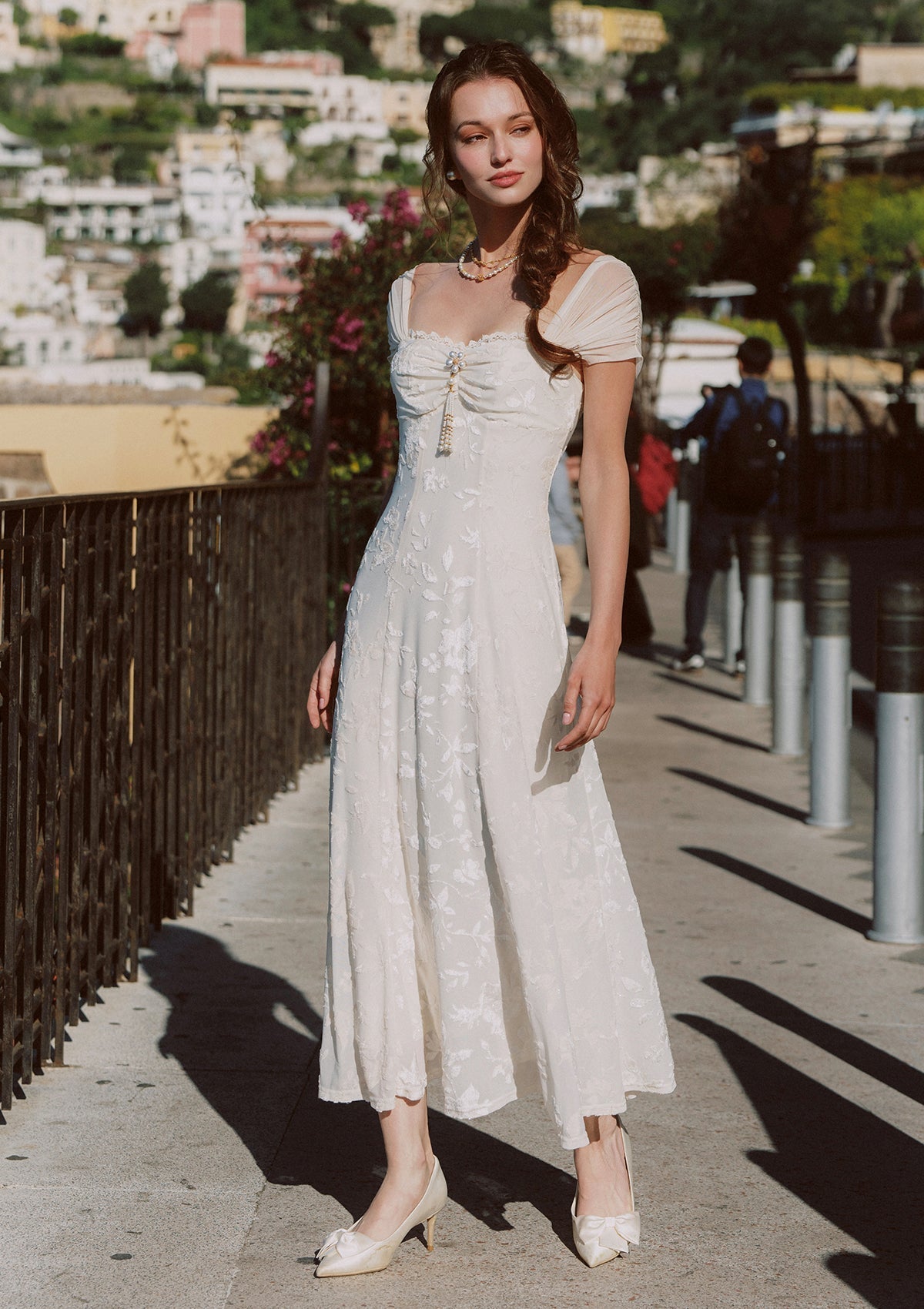 Off white fit and flare maxi dress - View 1 | TEVQA