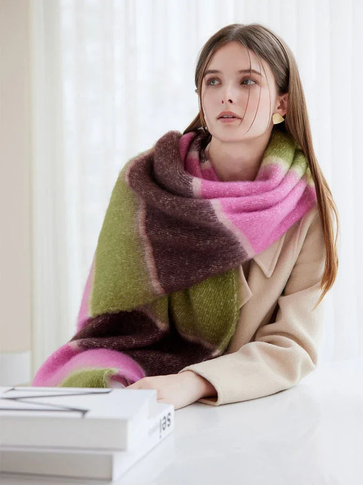 Oversized Striped Knit Scarf - View 12 | TEVQA