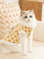 Pet fleece vest with red checkered pattern and embroidered clock graphic - View 6 | TEVQA