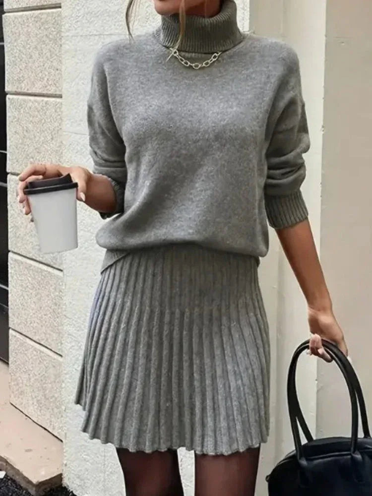 The Aspen Grey Knit Two-Piece Set - TEVQA